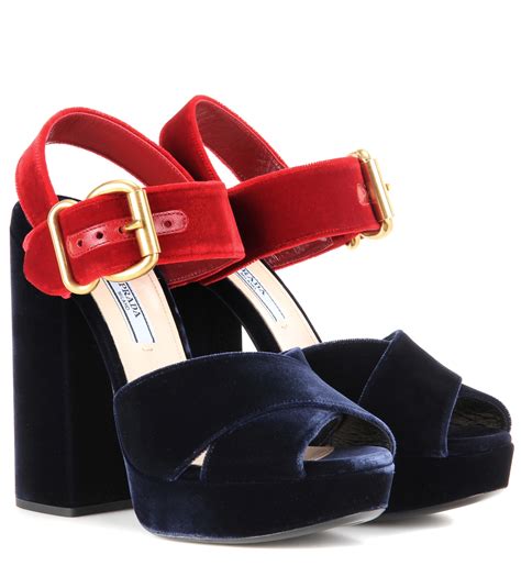 sandalo con plateau blu prada|prada shoes for women.